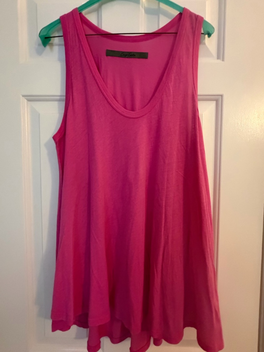 Enza Costa Hot Pink Flowing Scoop Neck Tank